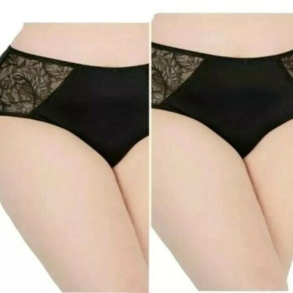 BOGO INC International Concepts Womens Lace Inset Hipster Panties Black 1X NEW - Picture 1 of 7
